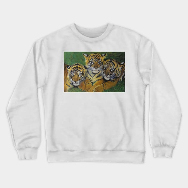 3 tigers in the grass......... Crewneck Sweatshirt by angipangi7